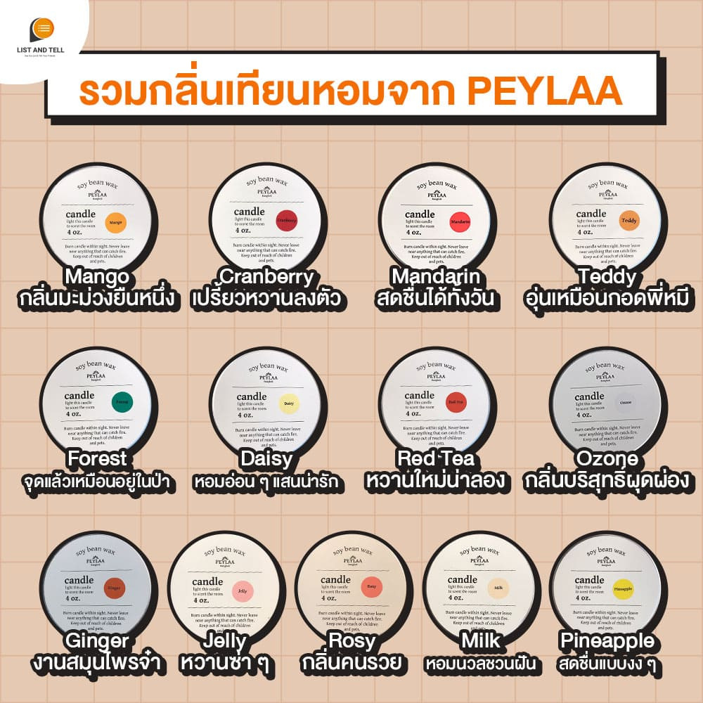 เทียนหอม PEYLAA